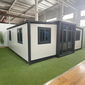 20ft Foldable Luxury Farmhouse Design Container House 4 Bedroom Prefabricated Mobile Home Wheels Lightweight Aluminum Alloy Grey