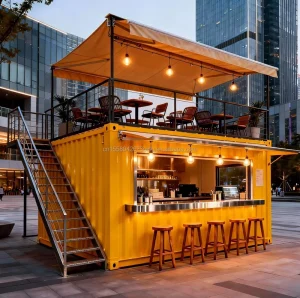 20ft Light Steel Shipping Pop up Window Prefabricated Modern Solar Powered Container House Bar Beach Resort