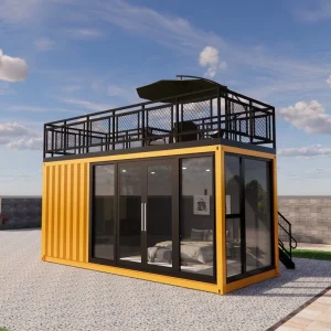 20ft Prefabricated Sandwich Panel Shipping Container House with Kitchen Bathroom Black One Bedroom for Hotel Use
