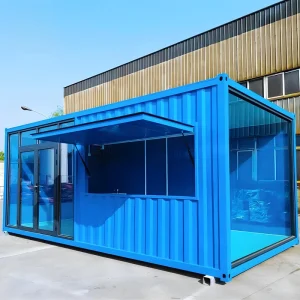 20ft Quick Assembly Steel Wooden Container Kiosk Flat Pack Retail Food Vendors Unit for Mall Use Chinese Shipping Material