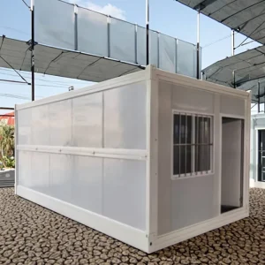 20ft Steel Expandable Site Office Container High Security Portable House Waterproof Windproof Breathable Workspace LED Light