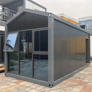 20ft Tiny Black Steel Container Barn House Portable Detachable Storage Shed Prefab Houses Prefabricated Homes Vacation Bedroom