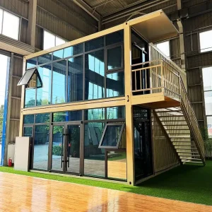 20ft Two Story Container House Glass Wall Steel Frame Office Apartment with Balcony
