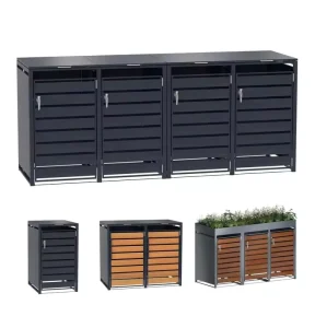 240L Metal Wheelie Bin Box Durable Trash Can Storage Shed Lockable Waste Bin Cover Galvanized Steel Garbage Can Box For Garden