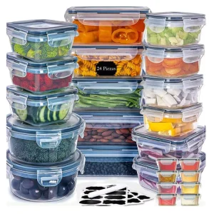 24pcs PP Plastic BPA Free Waterproof Flexible Detachable Lunch Box Set Microwave Safe Food Storage Containers for Child Use