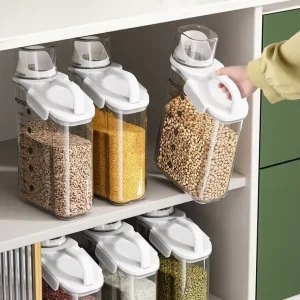 2800 1600ml Plastic Bulk Food Storage Container Grain Transparent Tank Rice Barrel Cereal Dispenser with Silicone Sealing Ring