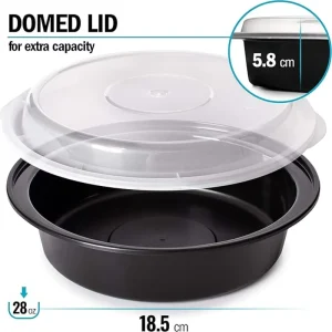 28oz Round Food Containers with Lids Stackable Microwave Freezer Dishwasher Safe 1 Compartment BPA Free