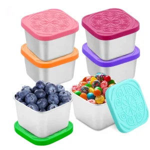 2oz 6oz Leak Proof Eco Friendly Food Grade Stainless Steel Snack Container Silicone Lid Stackable Toddler Lunch Box Newborn