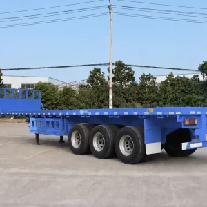 3 4 Axles 60 Tons 80 Ton Flatbed Semi Truck Trailers Fitted Front Baffle with Container Locks