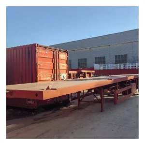 3-Axle 20ft/40ft/45ft 60-Ton Flatbed Semi-Trailer for Shipping Containers