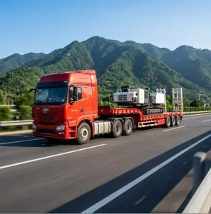 3 Axle 60Ton Detachable Gooseneck Lowbed Semi Trailer with Heavy Duty Landing Gear for Africa Excavator & Mining Transport