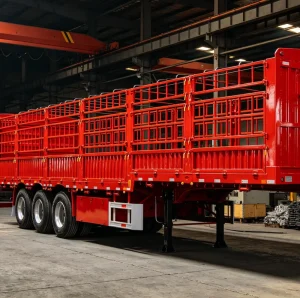 3 Axle Flatbed Semi Trailer 40 60Ton With 13Ton Axle For 20ft 40ft Container Bulk Cargo Transport