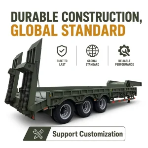 3 Axle Flatbed Semi Trailer 40ft Container Transport Steel Frame Cargo Truck for Logistics Machinery Delivery