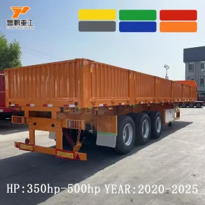 3 Axle Flatbed Stake Semi Trailer Drop Side Cargo Trailer for Africa Steel Pipe Construction Material Transport