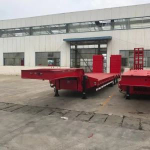 3 Axle Low Bed Semi Trailer 50 Ton Lowboy Semi Trailer for General Heavy Cargo Transport