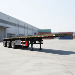 3 Axles 40ft Steel Container Flatbed Semi Truck Trailer