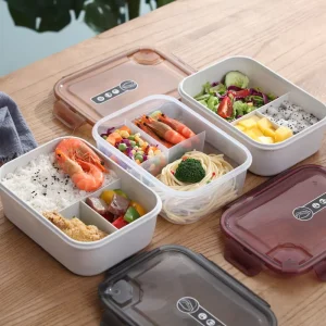 3 Compartment Leakproof Stackable PP Lid BPA Free Airtight Microwave Safe Dishwasher Safe Durable Food Storage Lunch Box