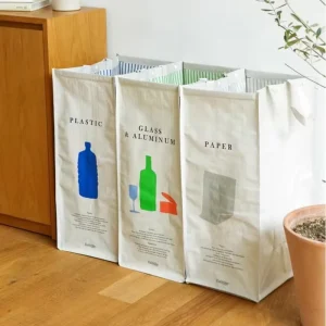 3 Pack Reusable Indoor Outdoor Recycling Bin Bags Household Trash Sorting Organizer Compartment Container Separate Storage for