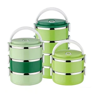 3 Piece Stackable Stainless Steel Insulated Food Container Leakproof Thermal Lunch Box BPA Free Lids for Preservation