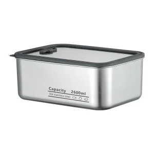 304 Stainless Steel Airtight Bento Lunch Box with Clear Glass Silicone Lid Leak Proof Food Container Microwave & Freezer Safe