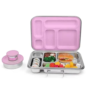 304 Stainless Steel BPA-Free Leakproof Food-Grade Lunch Box with 3 Compartments and Large Capacity