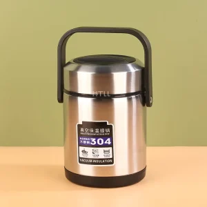 304 Stainless Steel BPA Free Triple Tier Vacuum Insulated Food Grade Stackable Lunch Pot Handle Portable Thermal Food Storage