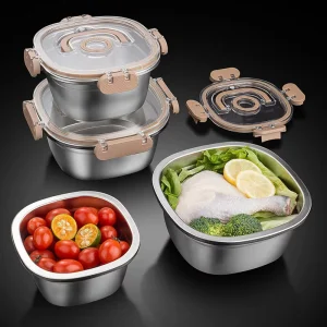 304 Stainless Steel Bento Lunch Box Food Grade Leakproof Metal Food Container for School Kids Adult Office Work