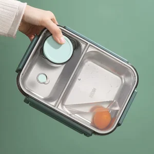 304 Stainless Steel Bento Lunch Box Leak Proof Food Container Storage Box with Sauce Cup for Adults & Kids