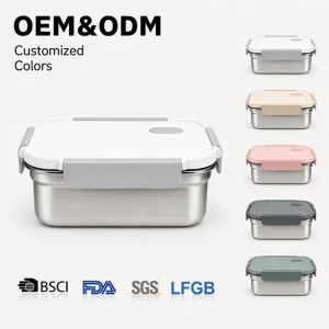 304 Stainless Steel Bento Lunch Box Leak Proof Food Storage Container with PP Lid Stackable Meal Prep Box OEM ODM