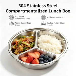 304 Stainless Steel Compartment Lunch Box Bento Box Reusable Dishwasher Safe Eco Friendly Plastic Food Storage Container Custom