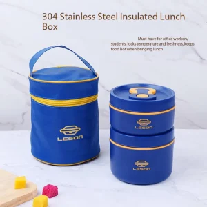 304 Stainless Steel Dual Tier Eco Friendly Bento Box Insulated Fresh Keeping Leak Proof Lunch Container for Office Workers