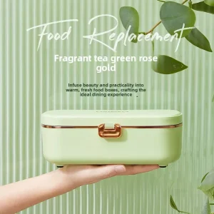 304 Stainless Steel Electric Heated Lunch Box Water Free Thermal Bento Box Car Powered Sealed Container with Double Lid