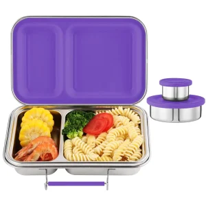 304 Stainless Steel Food Packaging Lunch Box 2 Compartments Leak Proof BPA Free Eco-friendly Durable Safe Easy Portability