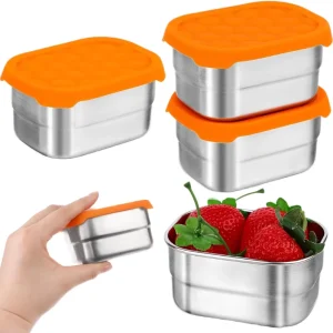 304 Stainless Steel Fridge Storage Box Silicone Lid Meal Prep Container Food Storage Containera