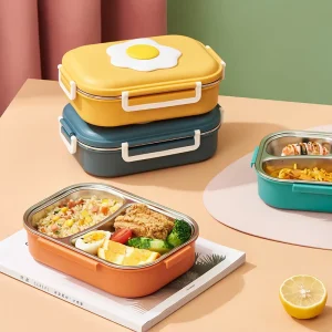 304 Stainless Steel Insulated Bento Box 4 Compartments Heatable Lunch Container for School Outdoor Travel Hot Storage Capacity