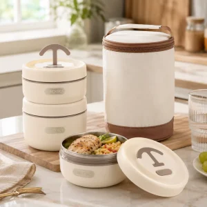 304 Stainless Steel Insulated Leakproof Bento Box Portable Separate Lunch Box with Bag