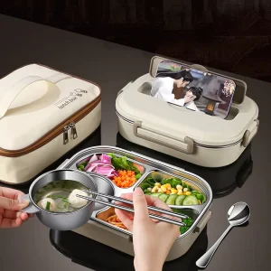 304 Stainless Steel Insulated for School Large Capacity Portable Lunch Box Rectangular Sealed Leak proof Food Container