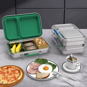 304 Stainless Steel Leakproof Food-Grade Lunch Box with Two Separate Compartments