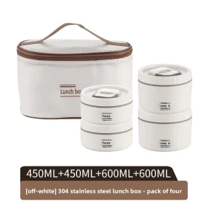 304 Stainless Steel Leakproof Insulated Lunch Box Four Compartments Microwave Safe Durable for Adults