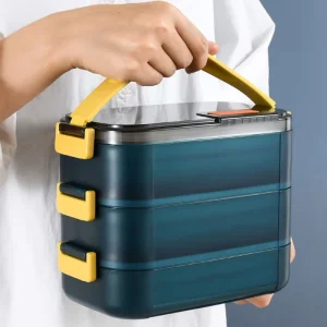 304 Stainless Steel Lunch Box 2 Compartment Bento Container Microwavable Leak Proof Food Grade Portable for School Office Picnic