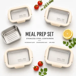 304 Stainless Steel Lunch Box 2000ml Leakproof Bento Food Container with Silicone Seal and Custom Logo for Meal Prep