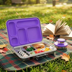 304 Stainless Steel Lunch Box Leak-proof 5 Compartment Lunch Box Portable for Outdoor Use