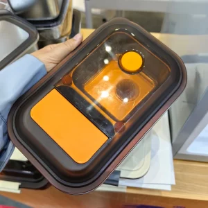 304 Stainless Steel PP Plastic Bento Lunch Box Leak Proof Food Storage Container Crisper 1.6L Microwavable 2 Compartments