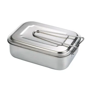 304 Stainless Steel Rectangle Lunch Box Food Grade Triple Tier Leak Proof Divided Food Container with Lid for Canteen