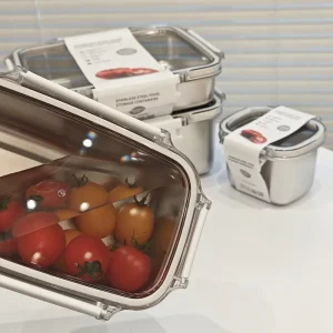 304 Stainless Steel Reusable Leak-proof Bento Lunch Container 1-3L Capacity Food Grade Material for School and Office