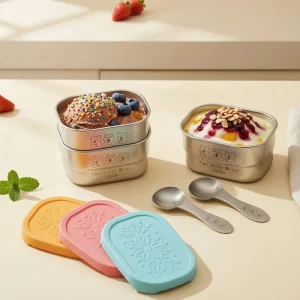 304 Stainless Steel Snack Container 230ml Salad Storage Container Lunch Food Storage Box Sauce Contaiiner Ice Cream Container