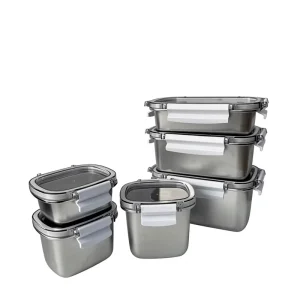 304 Stainless Steel Square Snap-Lock Portable Lunch Box Soup Bowl Bento Container Airtight Food Box