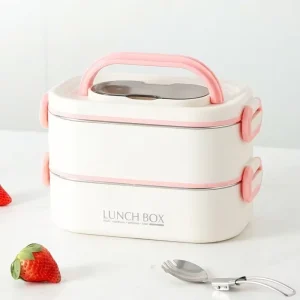 304 Stainless Steel Triple Tier Bento Box Microwave Safe Leakproof Airtight Insulated Portable Lunch Container Plastic Lid