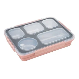 304 Stainless Steel Water Injection Thermal Insulation Bento Box Lunch Containers for Adults Men Women with 5 Compartments