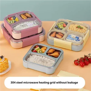 304 Stainless Steel square Lunch Box High Appearance Level Bento Box Lunch Box Kids
